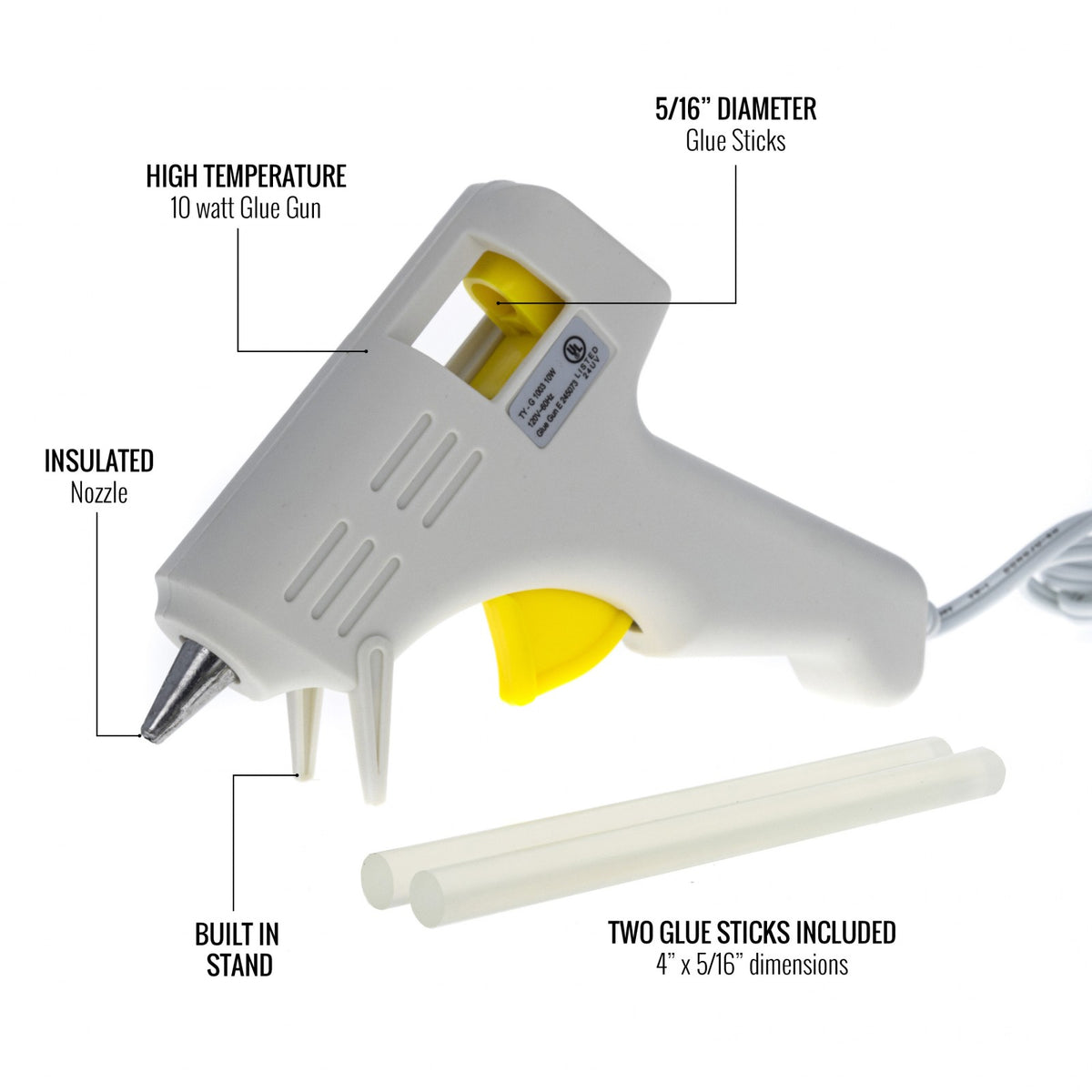 ToolTreaux 10 Watt Mini Glue Gun and Hot Glue Sticks Crafting Supplies Kit, 3pc, view 4