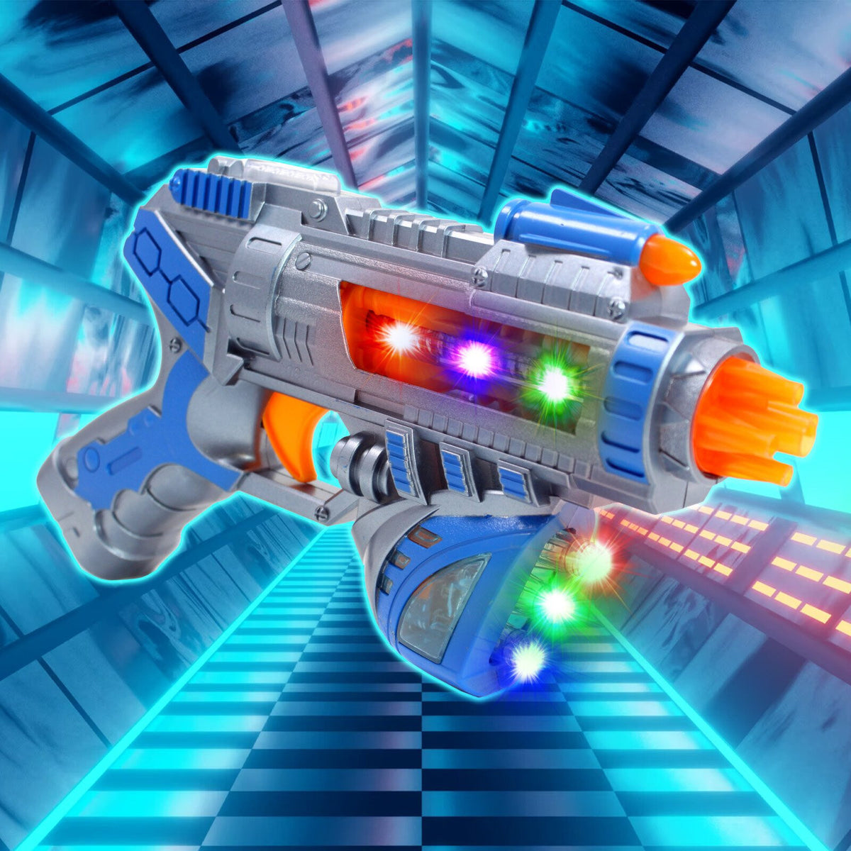 2 Pack Kidplokio Sonic Space Blaster Toy Gun w/ Flashing Lights & Sounds, Blue,, view 7