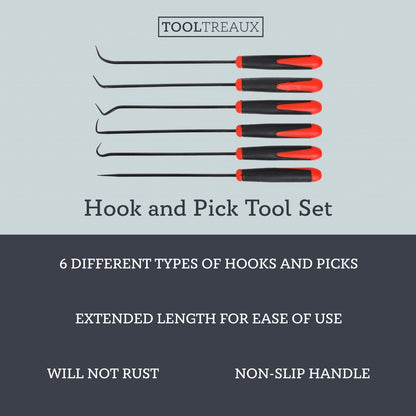 2 Pack 6PC Complete Hook and Pick Precision Automotive Tool Set Puller Removers, view 4