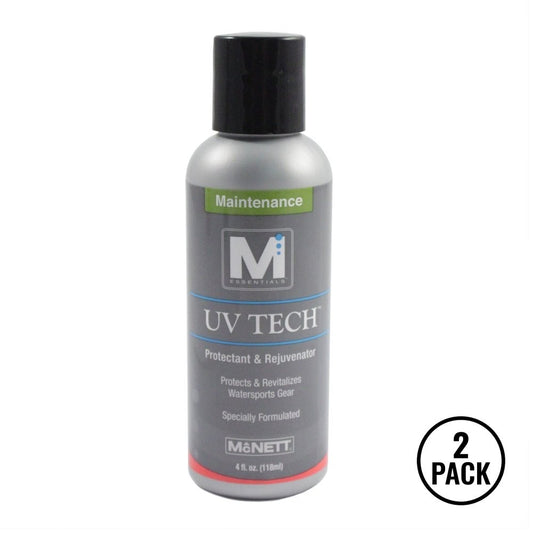 Two 4-ounce bottles labeled UV Tech Protectant and Rejuvenator for marine gear.