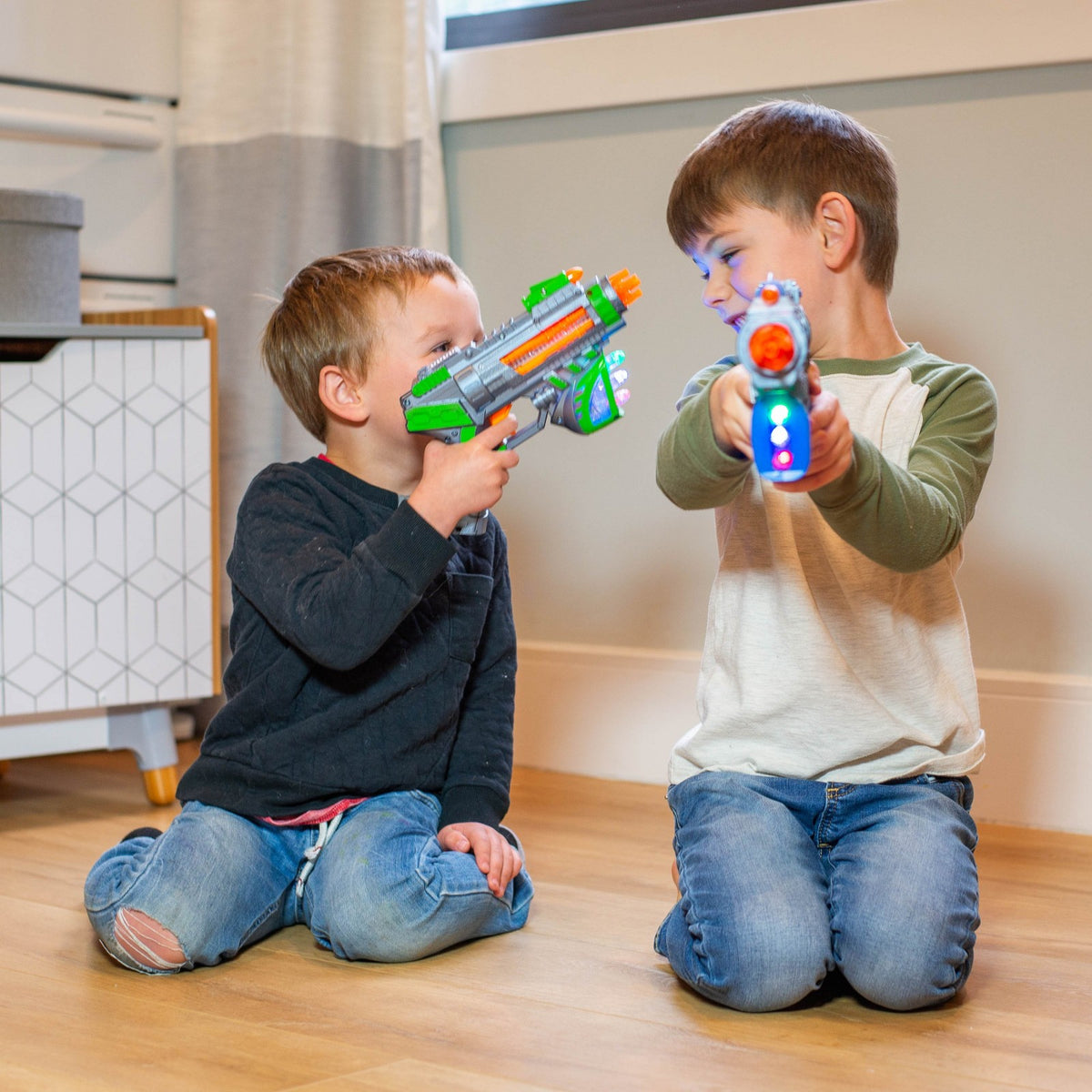 Kidplokio 2pk Green Sonic Space Blaster Toy Lights and Sounds Boys Ages 3 and Up, view 10