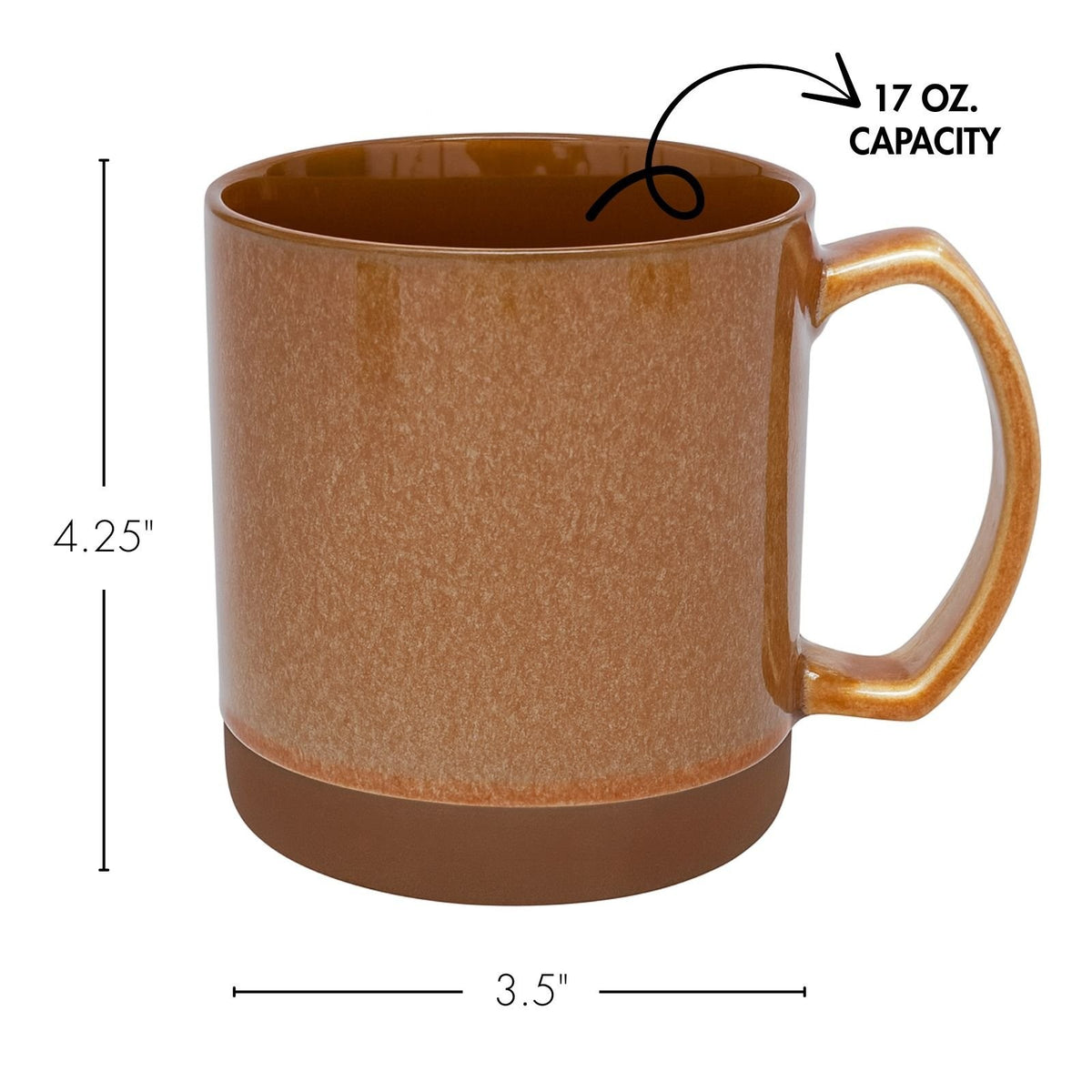 Beille 17oz Stoneware Terracotta Coffee Mug Farmhouse Decor Kitchen (4 Colors)