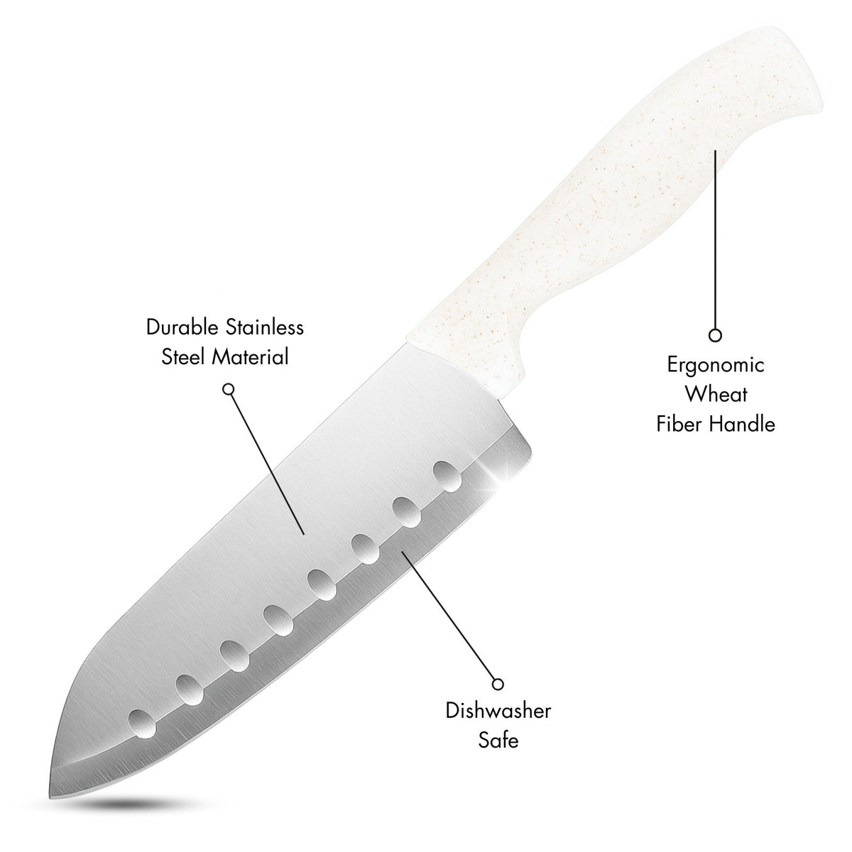 Beille Stainless Steel and Wheat Fiber Handle Kitchen Knives (Many Styles)