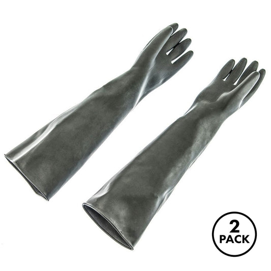 Two pairs of 24-inch full-length medium weight black rubber gloves