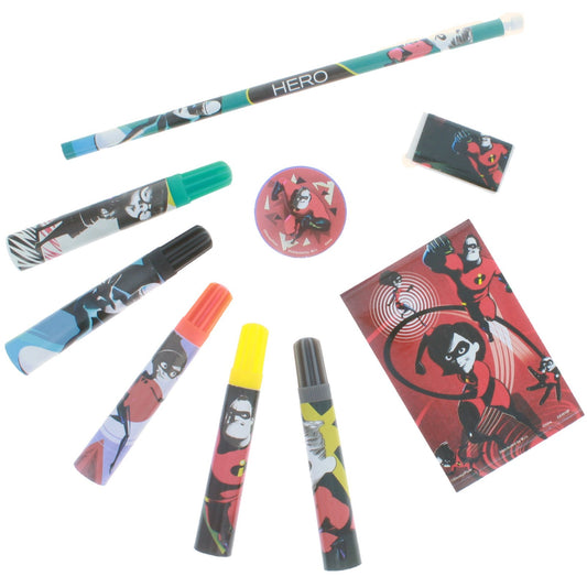 Disney Pixar Incredibles 2 9-piece stationery set packaging with themed supplies