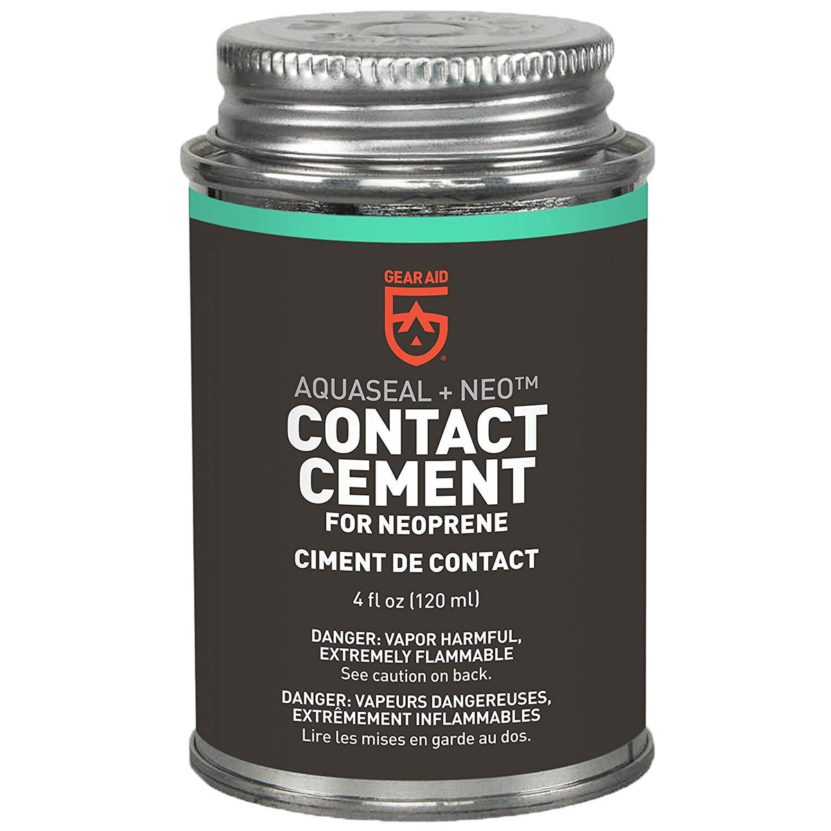 Small 4 oz black container of wetsuit and drysuit neoprene seal cement.