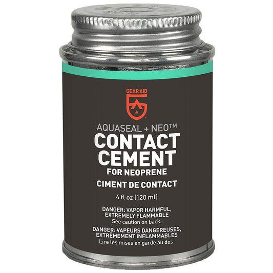 Small 4 oz black container of wetsuit and drysuit neoprene seal cement.