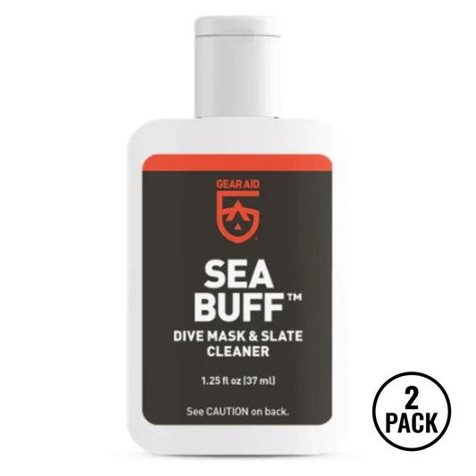 two Gear Aid Sea Buff dive mask cleaner bottles, 1.25oz each
