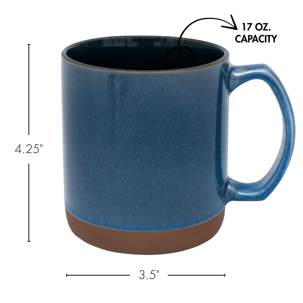Beille 17oz Stoneware Terracotta Coffee Mug Farmhouse Decor Kitchen (4 Colors)