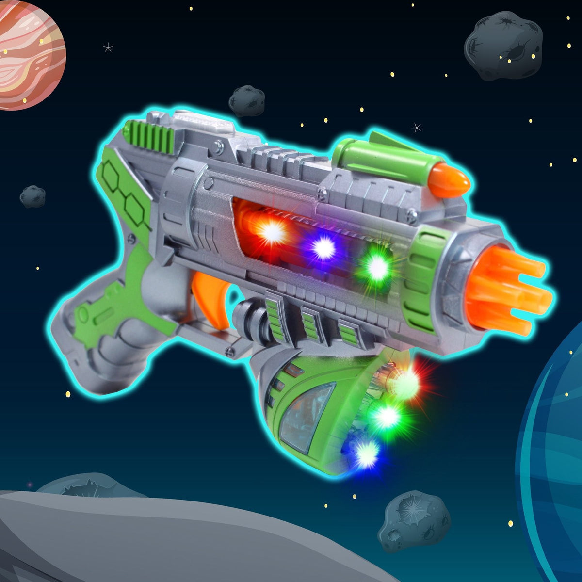 Kidplokio Sonic Space Blaster Toy Gun with Flashing Lights and Sounds, Green,, view 7