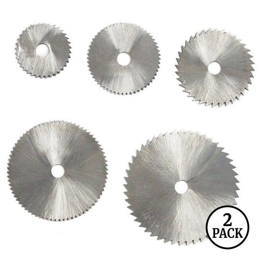 Two packs of five high speed steel saw blades with 1/4 inch arbor size and .8mm assorted thickness.