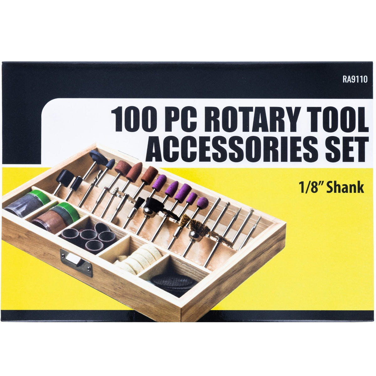 Universal Tool 100pc Polish Sand Cut Rotary Accessory Set in Wooden Box, view 10