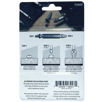 Universal Tool Damaged Screw Extractor Set - 4 Pieces Assorted Sizes, view 3