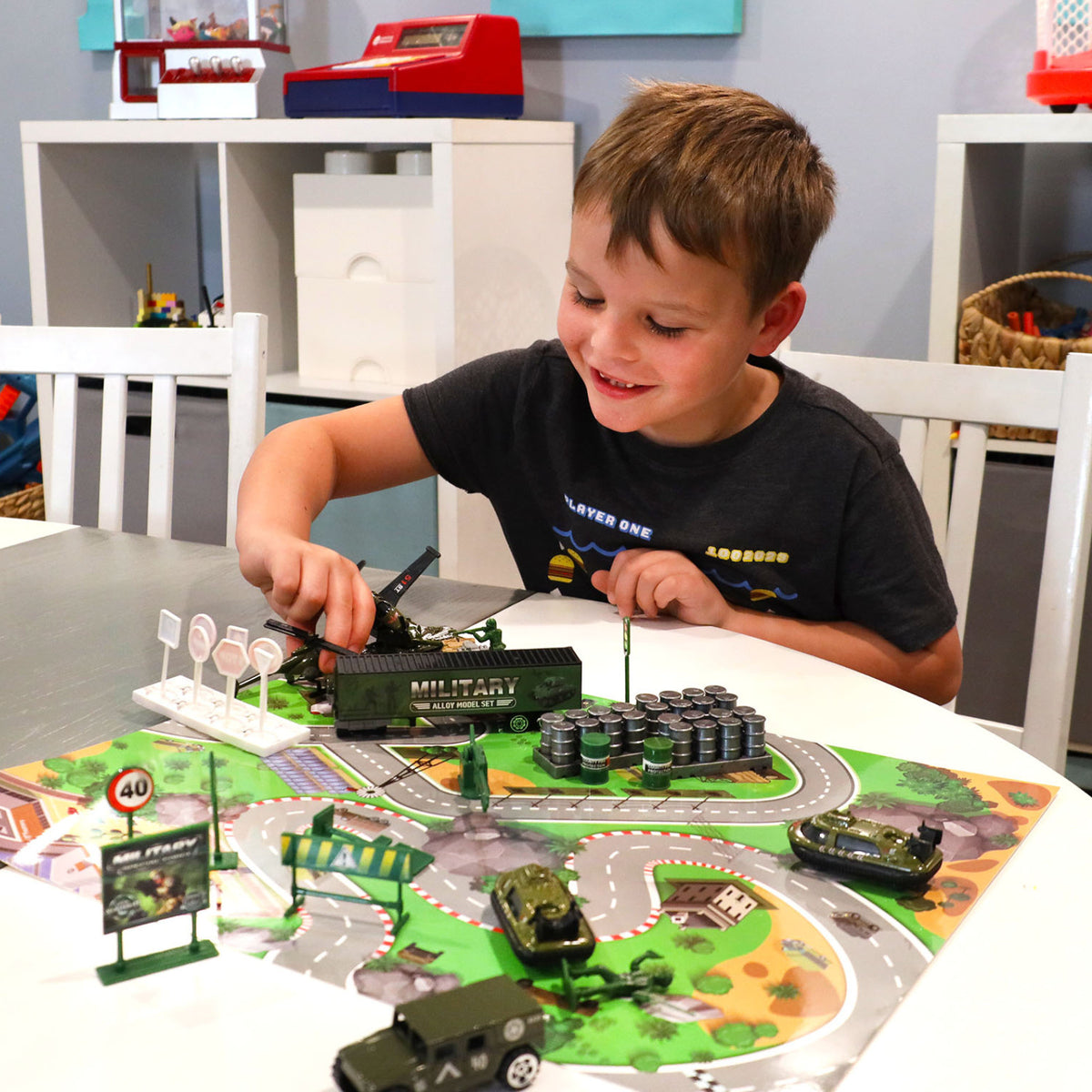 Kidplokio 65pc Pretend Play Diecast Cars Playset Boys Ages 3 and Up (5 Themes), view 9