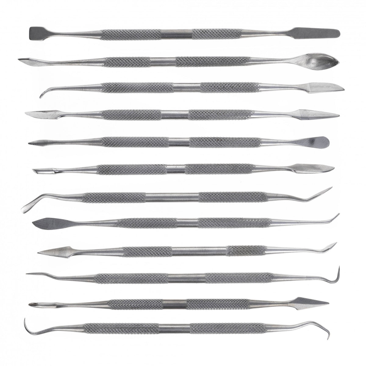 Dual sided 12 piece wax and clay carving pick and spatula tool set with case