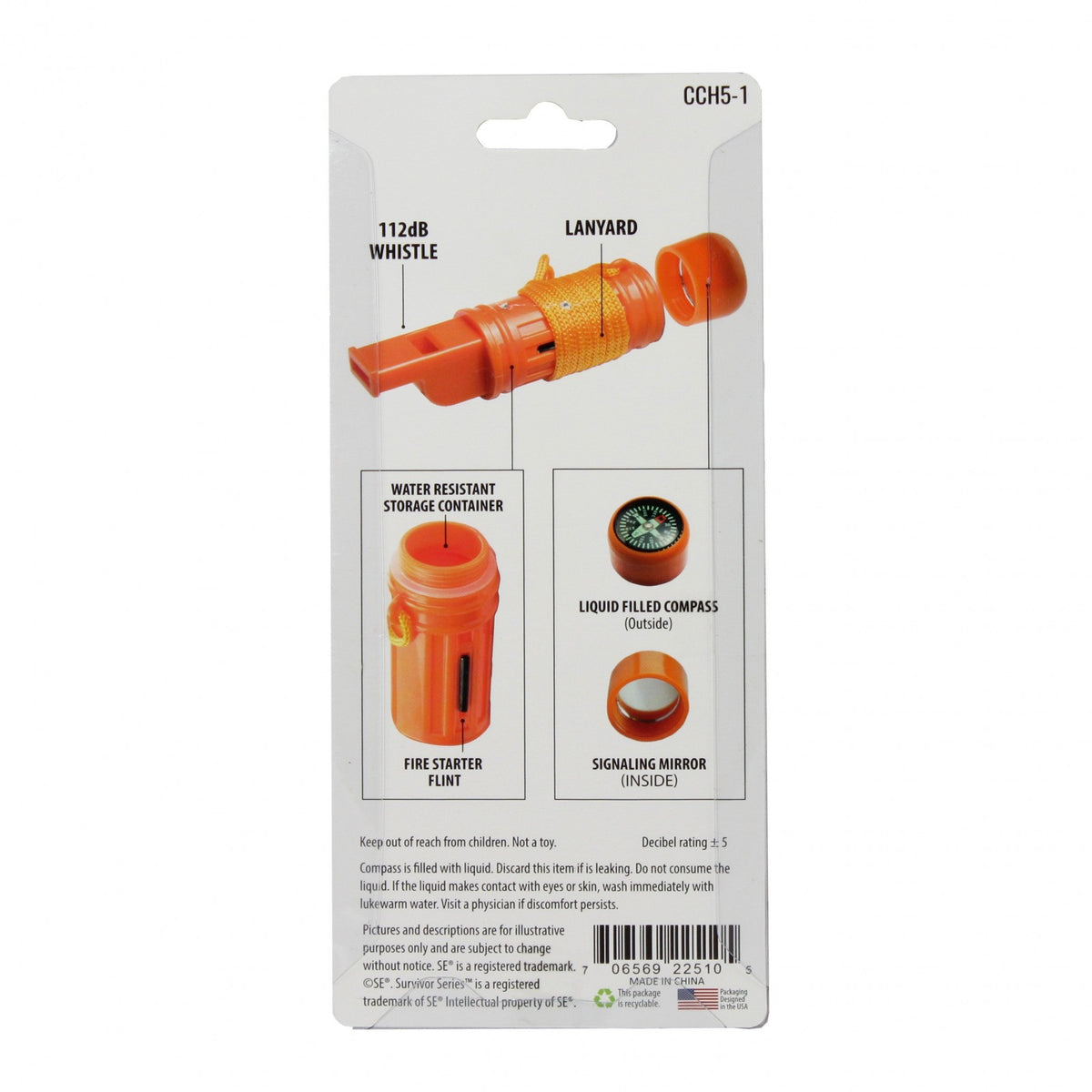 Universal Emergency 5 in 1 Multifunction Survival Whistle Orange - 2 Pack, view 11