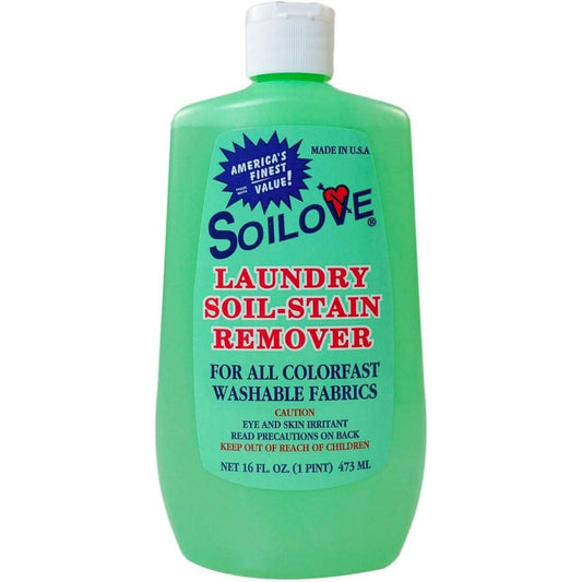 Soilove Laundry Soil Stain Remover container with label for all colorfast washable fabrics, multiple sizes available