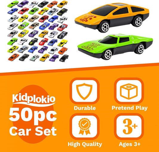 Kidplokio Ultimate Fleet 50pc Multicolor Diecast Toy Cars Play Set for Boys 3+, view 2