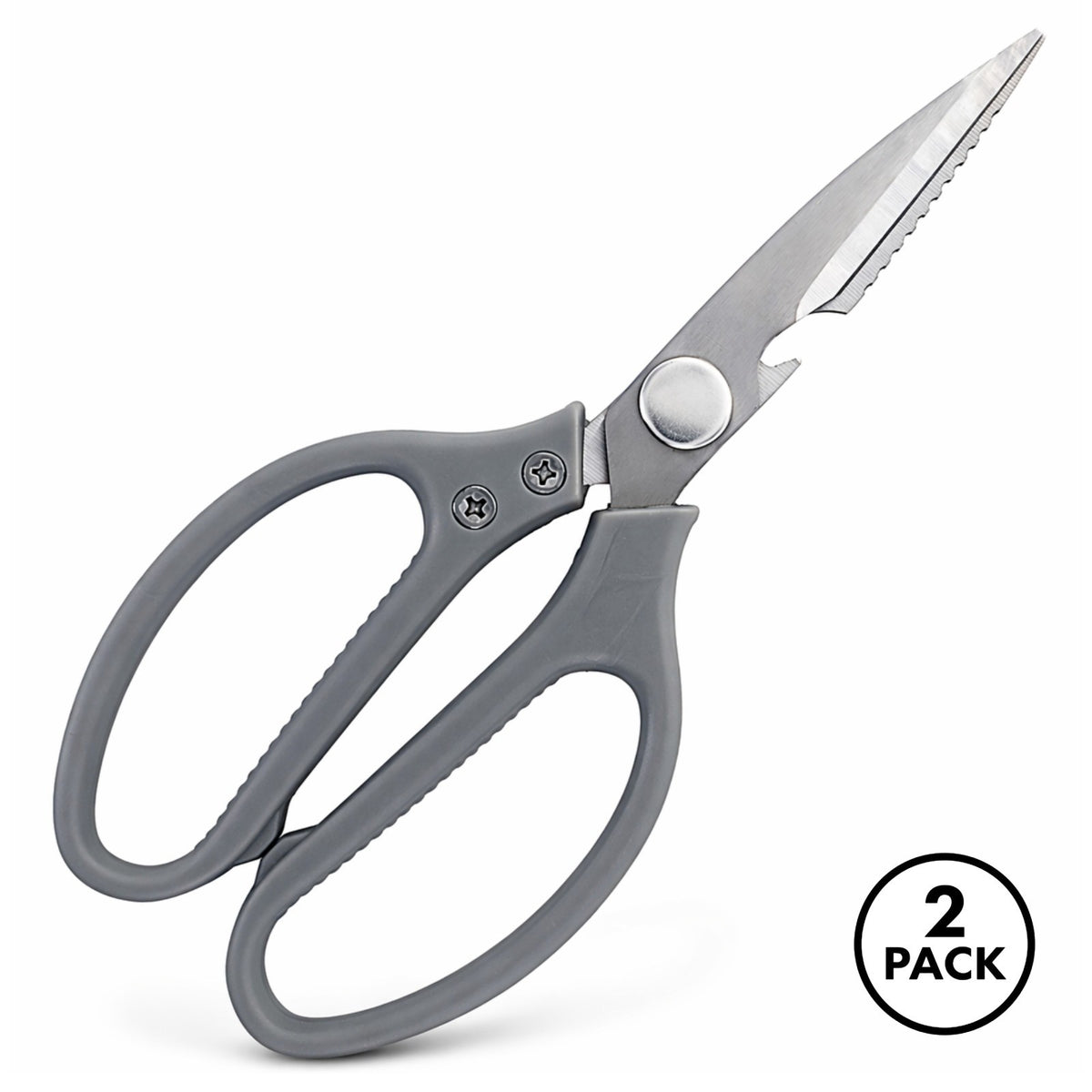 2 Pack Beille 8 Inch Stainless Steel Scissors, Break Apart Kitchen Shears, Grey