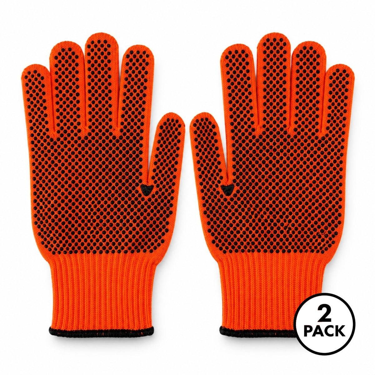 two pairs of high-visibility dot knit grip unisex garden gloves, one size
