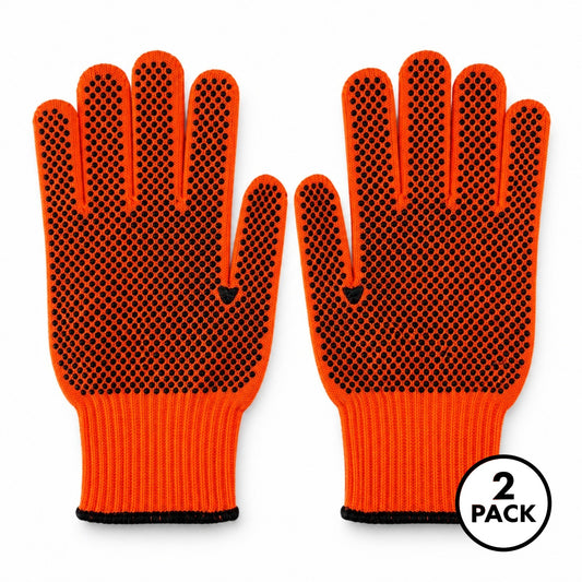 two pairs of high-visibility dot knit grip unisex garden gloves, one size