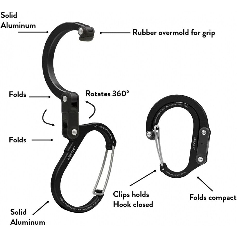 HEROCLIP Carabiner Clip Hook Large for Camping, Backpack, Organization (Blue), view 3