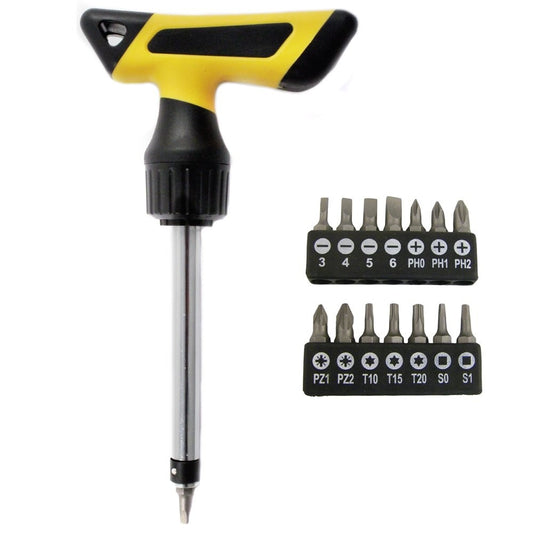 16pc Ratchet Screwdriver Grip Handle Set with Magnetized Bits Power Hand Tools, view 2