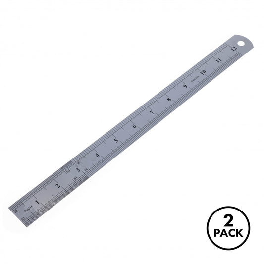 Two 12-inch stainless steel rulers side by side