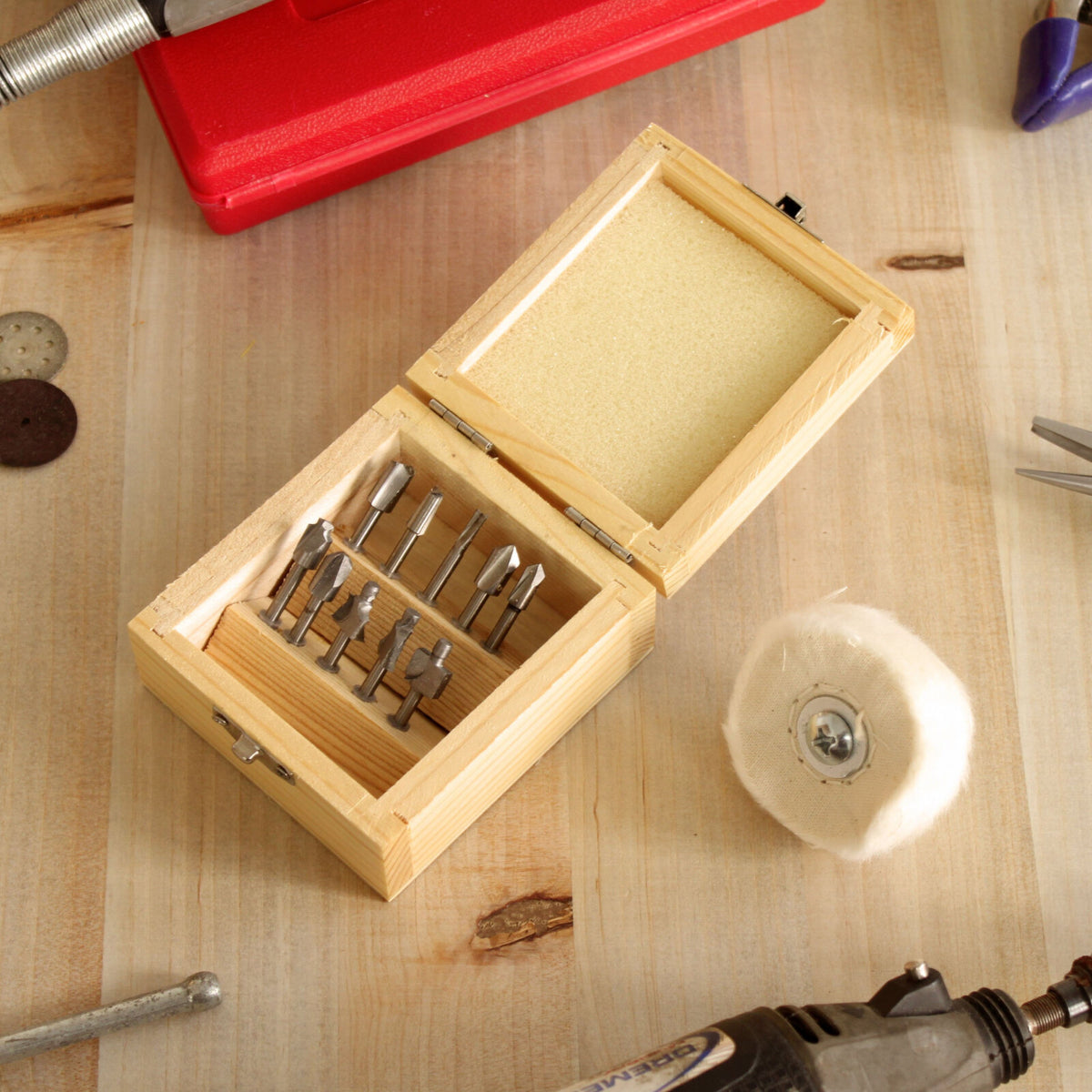 ToolTreaux Mini Router Bits Set for Rotary Tools Heat Treated Carbon Steel 10pc, view 3