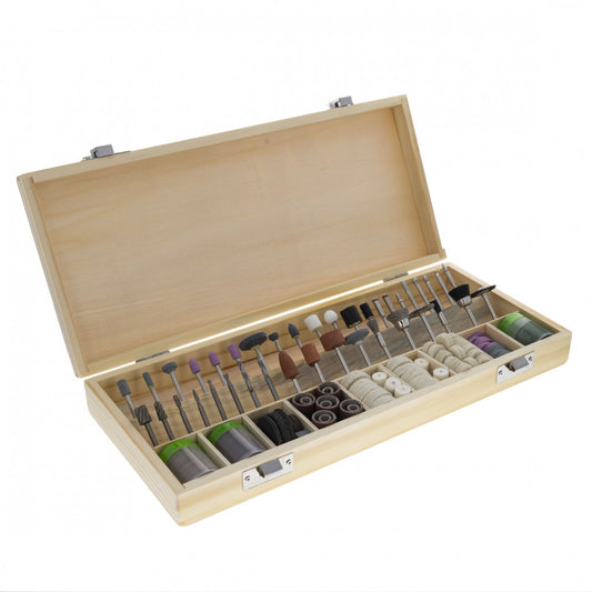 228-piece rotary tool accessory set with various attachments for sanding, polishing, and cutting