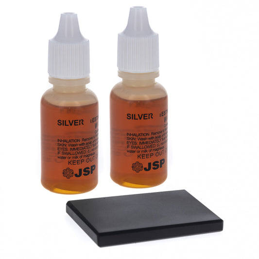 Silver testing kit with testing stone, 3 pieces shown