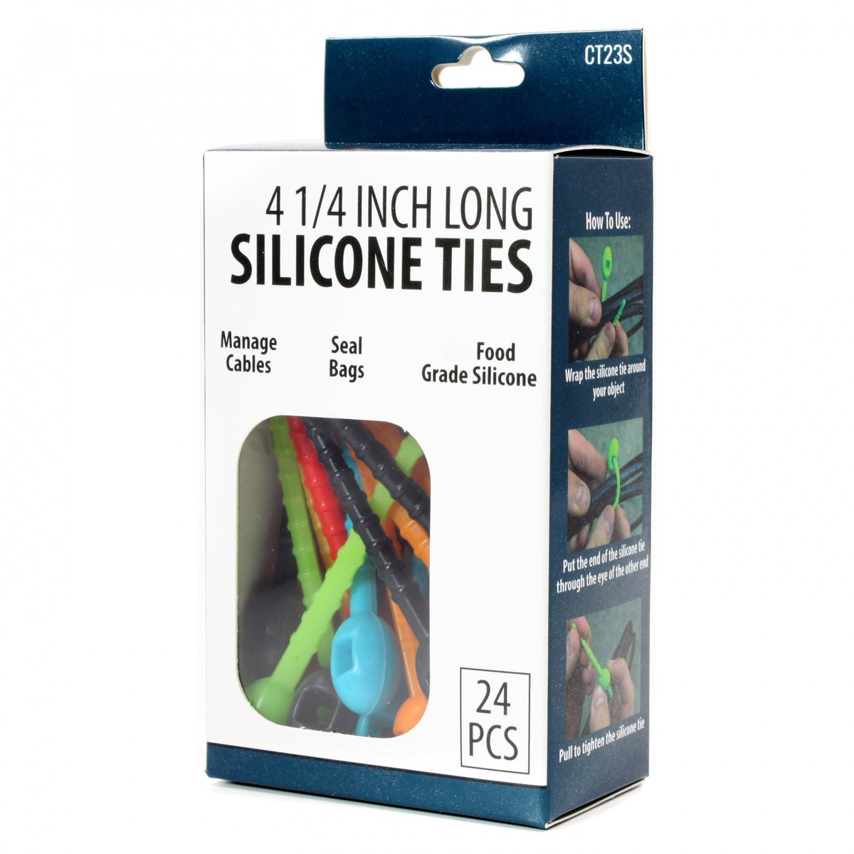 ToolTreaux 24pc Reusable Food Grade Silicone Zip Ties for Cable Management, view 3