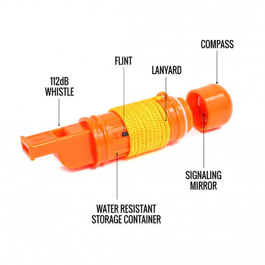 Universal Emergency 5 in 1 Multifunction Survival Whistle Orange - 2 Pack, view 2