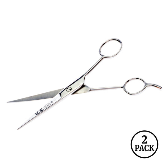Two 6.5 inch stainless steel ice tempered hairdressing barber scissors