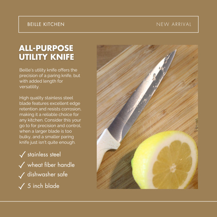 Beille Stainless Steel and Wheat Fiber Handle Kitchen Knives (Many Styles)