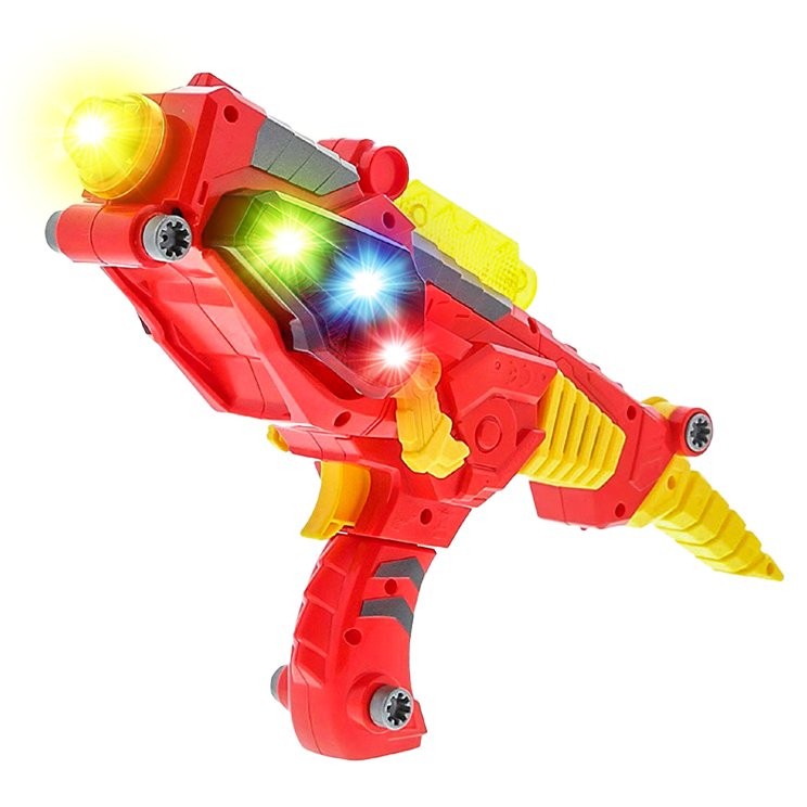 Kidplokio 3 in 1 Transforming Dinosaur Toy Space Blaster Lights and Sounds, Red, view 7