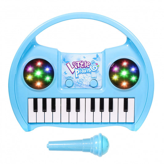 Blue Kidplokio keyboard piano for kids with microphone, lights, and music sounds