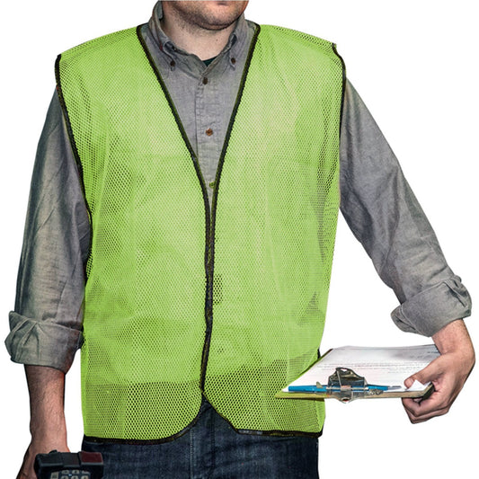 2 Pack Universal Lime Green High Visibility Mesh Safety Vest One Size Fits All, view 2