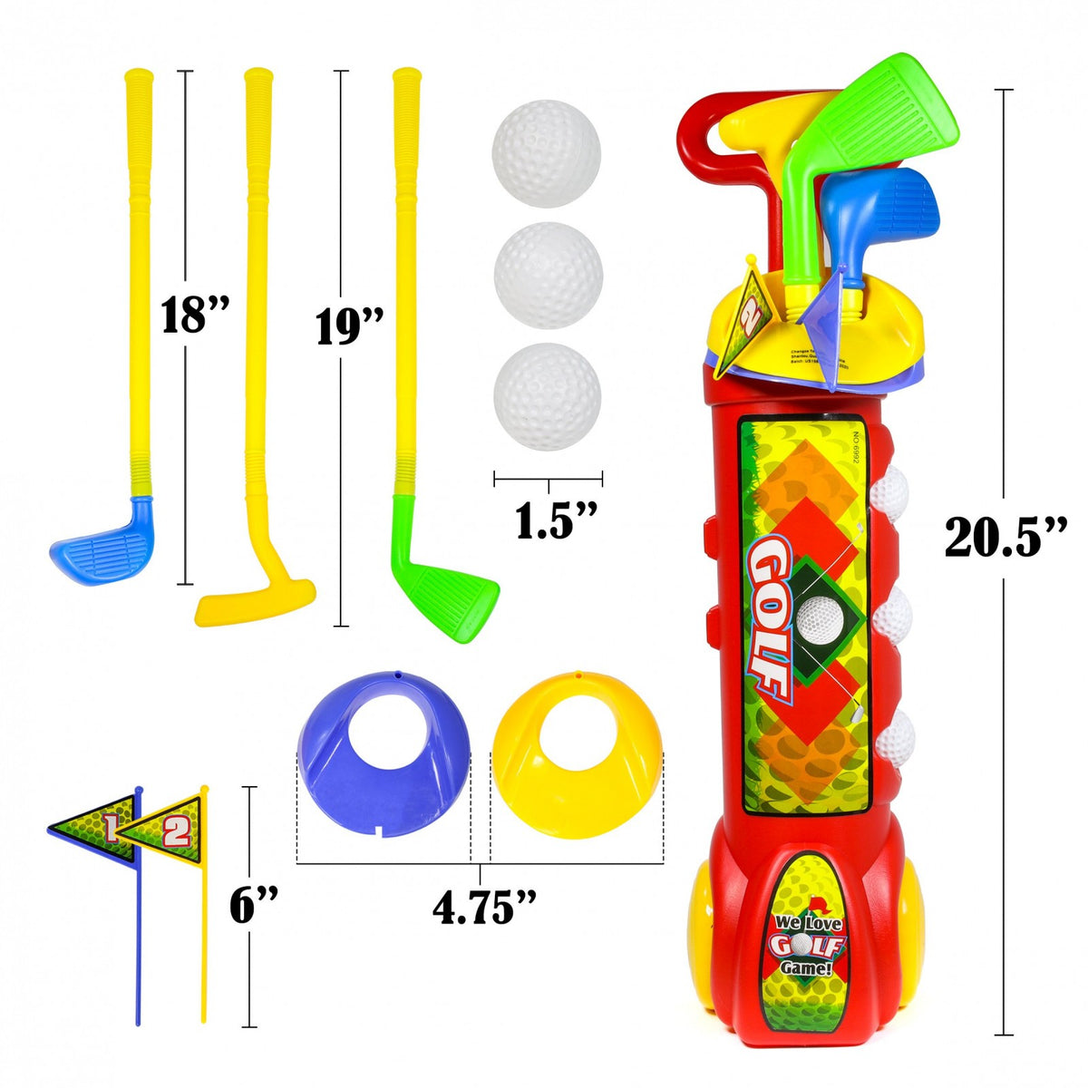 (2 Pack) Kids Indoor Golf Club Toddler Activity Pretend Play Set, Ages 3-8, view 3