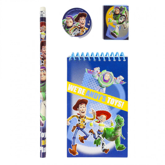 Toy Story 3 notebook, pencil, sharpener, and eraser set for kids study and creative use