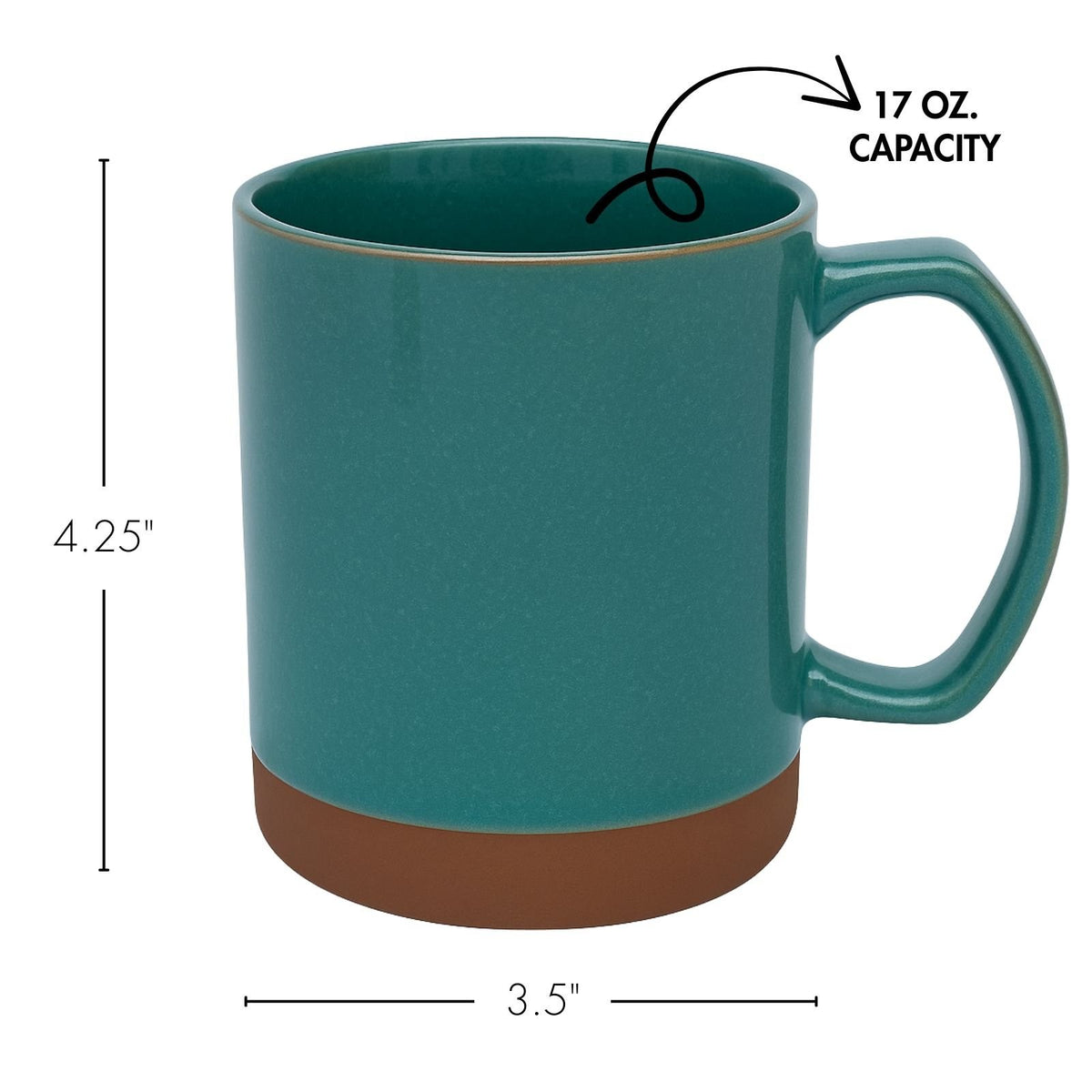 Beille 17oz Stoneware Terracotta Coffee Mug Farmhouse Decor Kitchen (4 Colors)