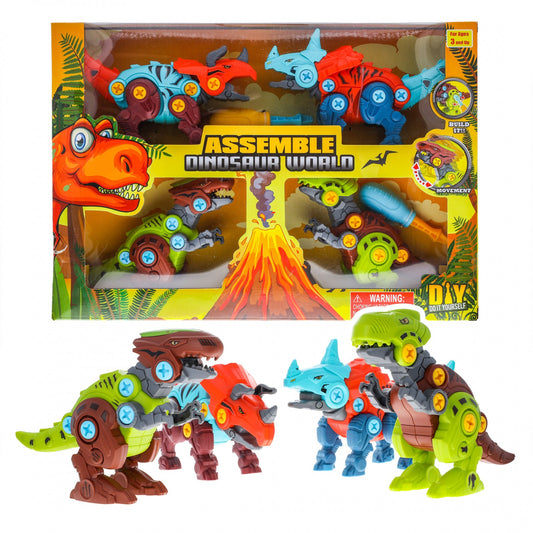 Kidplokio dinosaur robot assembly toy figure parts arranged for building.