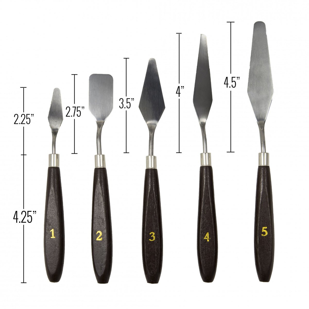 ToolTreaux Steel and Polished Wood Assorted Soft Medium Sculpting Spatulas, 5pc, view 4