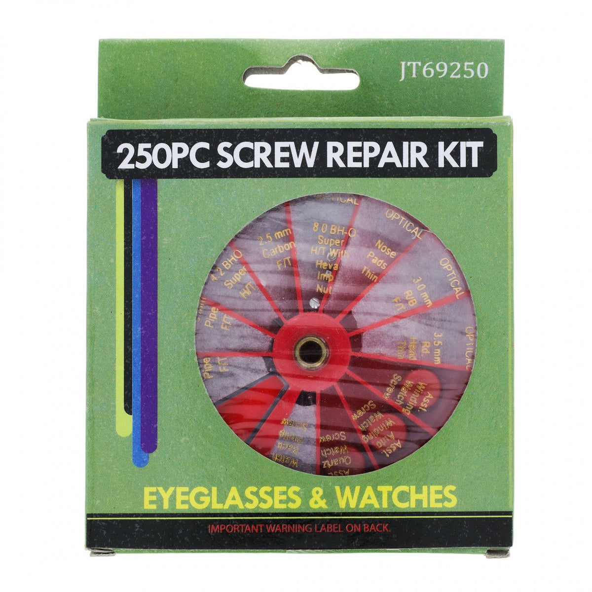 250 Piece Universal Eye Glasses And Watch Repair Screw Kit Revolving Organizer, view 9