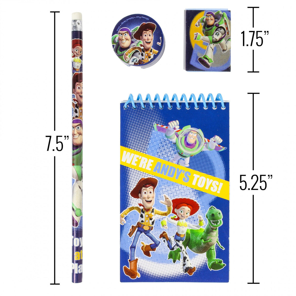 Toy Story 3 Kids School Supplies Study Set Notebook Pencil Sharpener Eraser 4pc, view 7