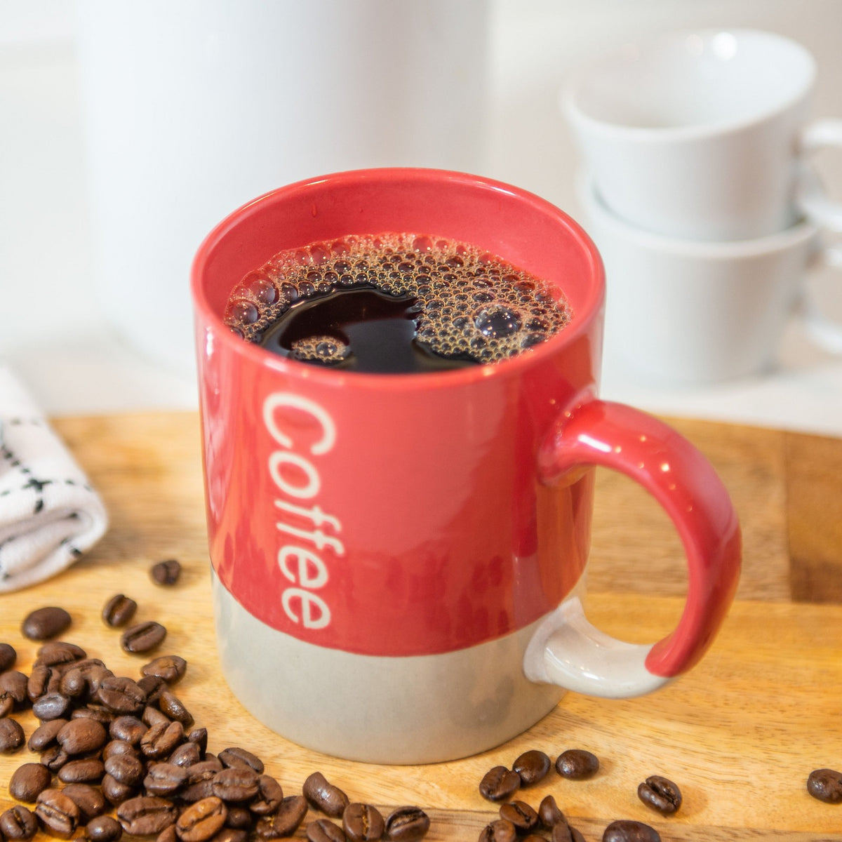 Beille Ceramic Stoneware Modern Dipped Coffee Cups 3pc Set, Assorted Colors