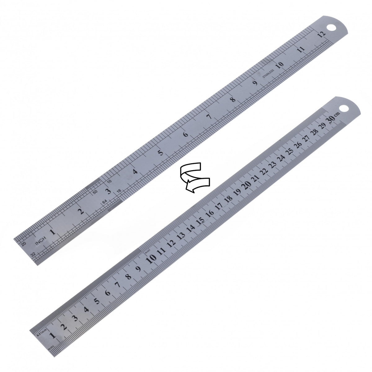 12 inch Stainless Steel Ruler Metric and SAE Measurements, view 7