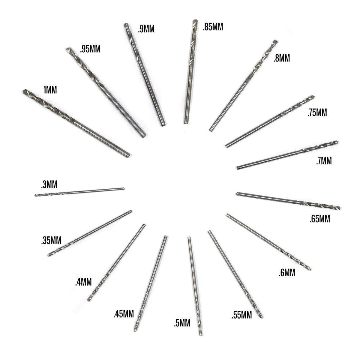 15pc Mini Drill Bit .3mm to 1mm Set, view 2