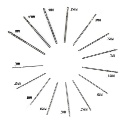 15pc Mini Drill Bit .3mm to 1mm Set, view 2
