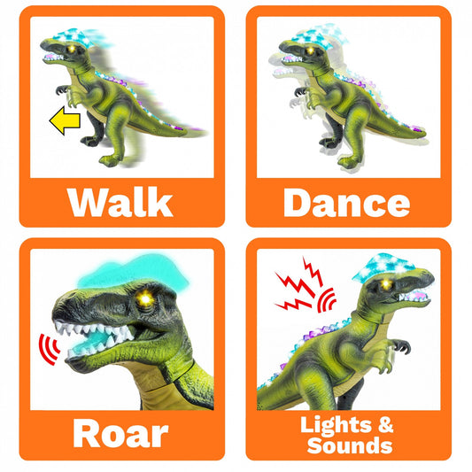 Kidplokio RC Remote Control Green T Rex Dinosaur Toys with LED Lights, Sounds,, view 2